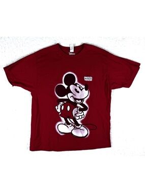 Disney Red Med Mens Graphic Tshirt Mickey Mouse Cartoon Classic WDW Disneyland